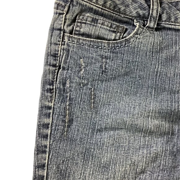 Girls Butterfly Print Denim Bermuda Shorts Size 14 1/2 Elastic Waist - Picture 7 of 12